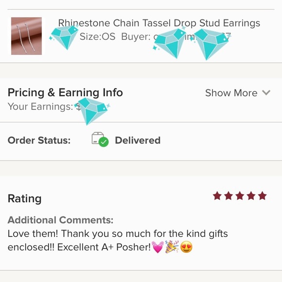 Rhinestone Chain Tassel Drop Stud Earrings - Picture 8 of 8